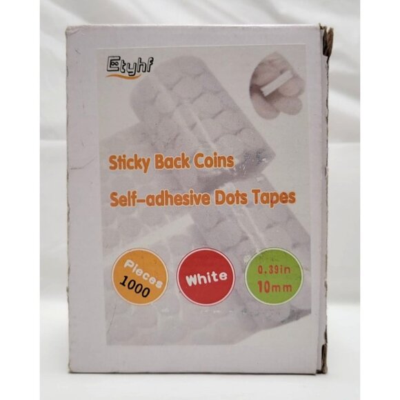 Etyhf Sticky Back Coins Self-Adhesive Dots Tapes 1000 Pieces 0.39in / 10mm White - Picture 3 of 7